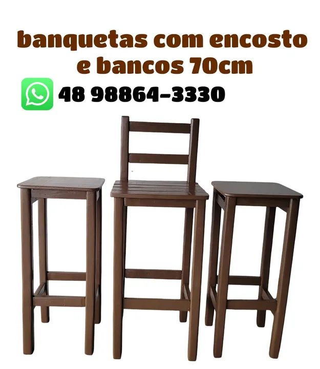 Banquetas com encosto e bancos 70cm criciuma 