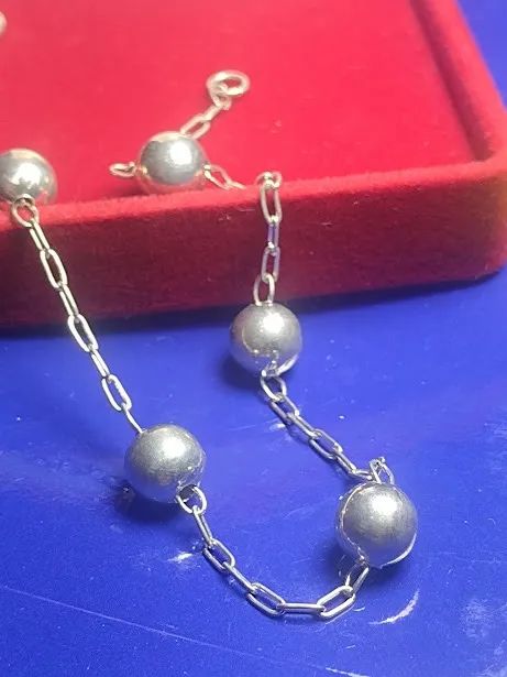 Pulseira Bola Prata 950 Bolas 7 mm Peso 4.40 Gramas 19 Cm                                  - Foto 4