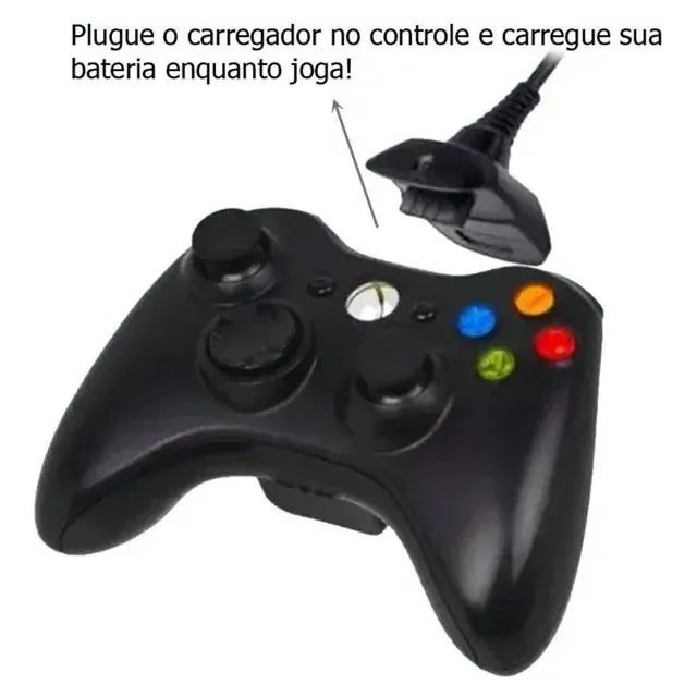 Bateria Para Controle Xbox 360 + Cabo Carregador 1.5m - Foto 3