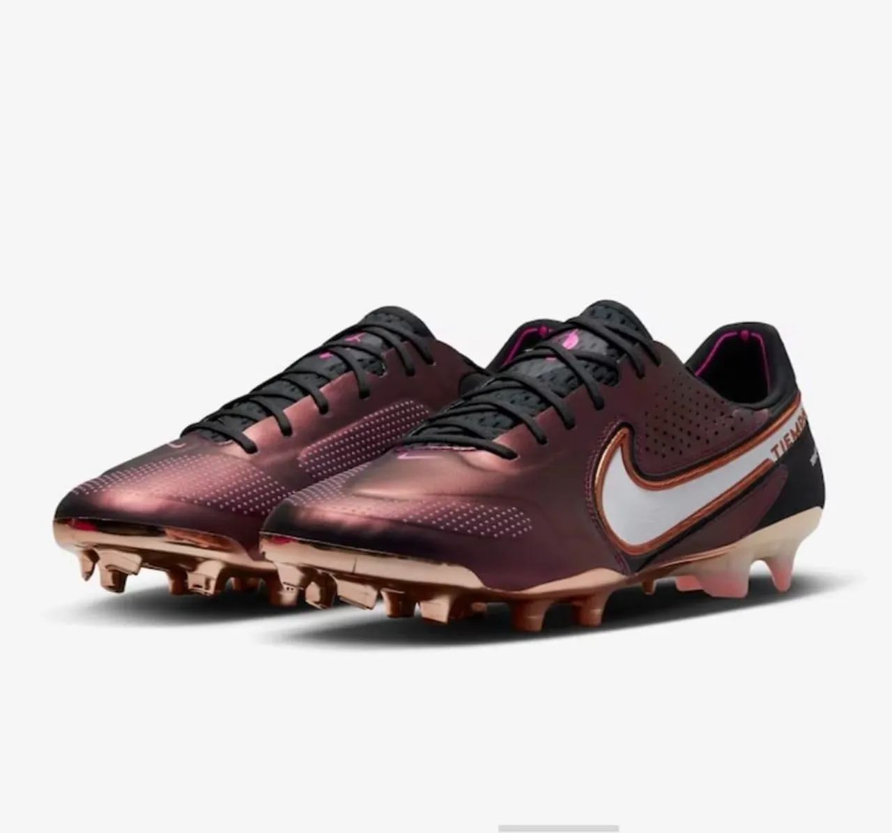 Chuteiras Nike Tiempo Legend 9 Elite FG - Rosa e Dourado