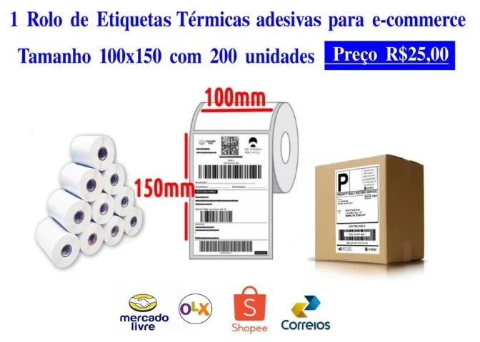 Etiquetas Térmicas Adesivas Vários Tamanhos Funciona Em Impressora Para Etiquetas Térmicas - Foto 2