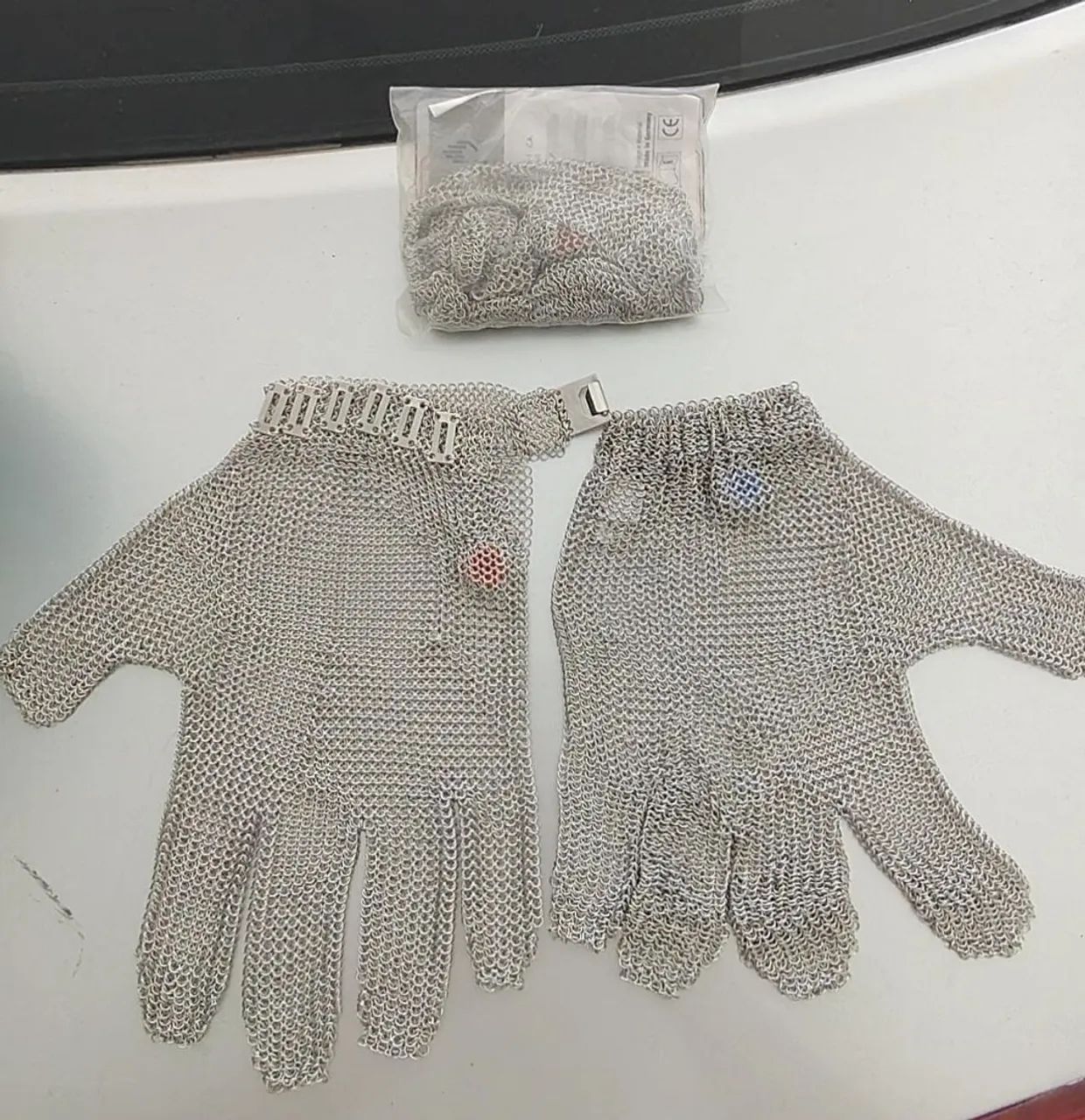 Luvas malha de aço e ganchos inox  - Foto 2