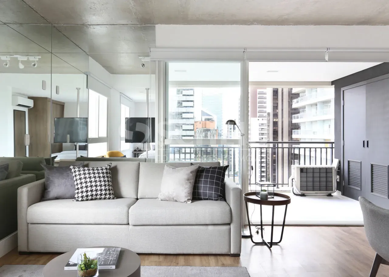 Studio para locação no Brooklin 1 quarto, 1 suíte, cozinha americana, terraço, 2 banheiros