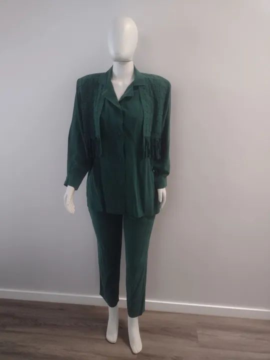 Conjunto de Blusa  e Calça Verde 100%Seda