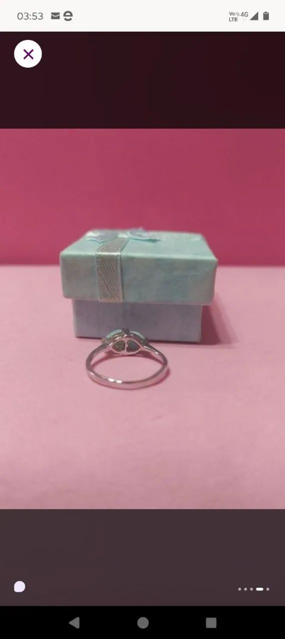 Anel com pedra Larimar em prata com caixa de presente - Foto 4