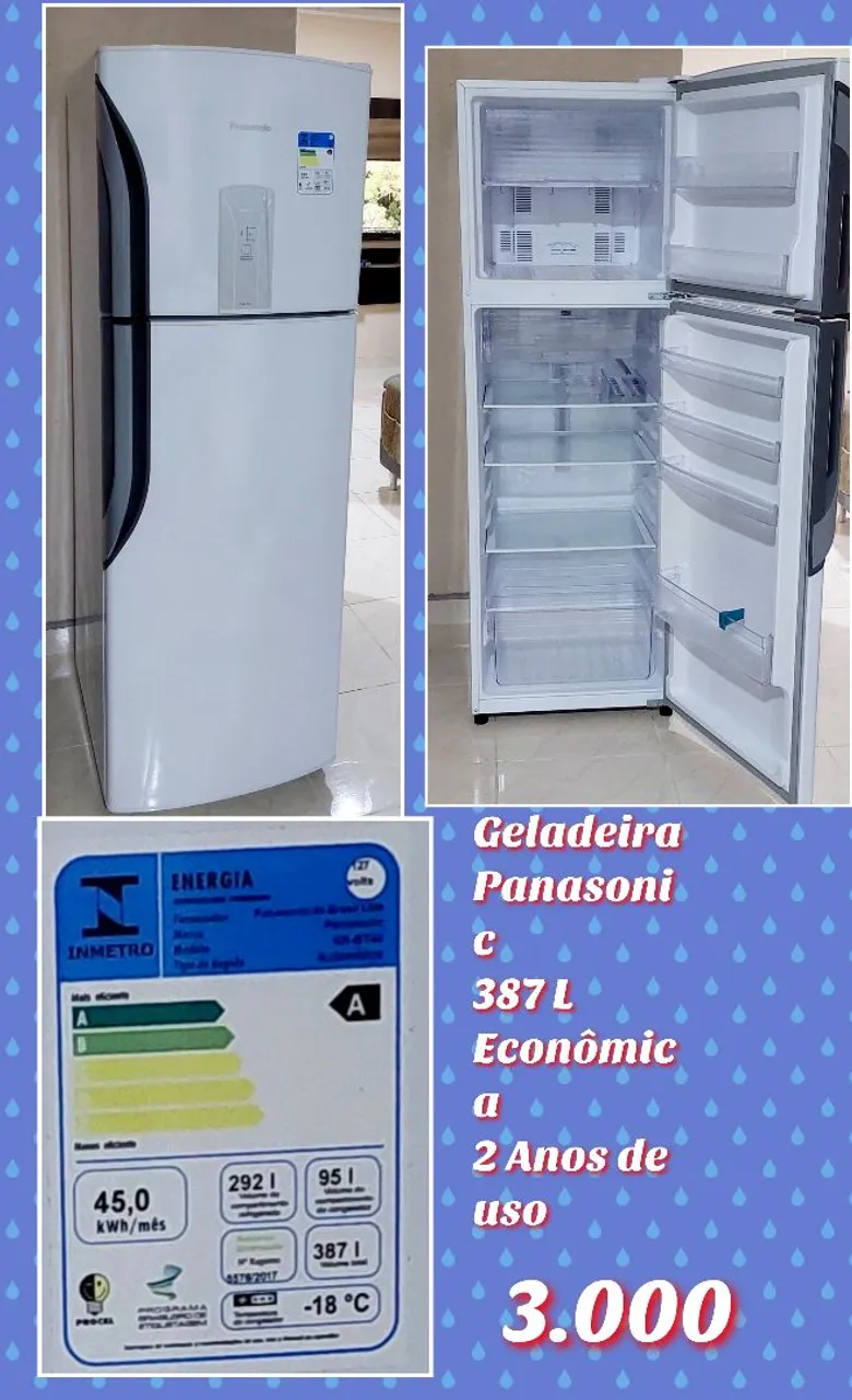 Geladeira Panasonic 387L Econômica