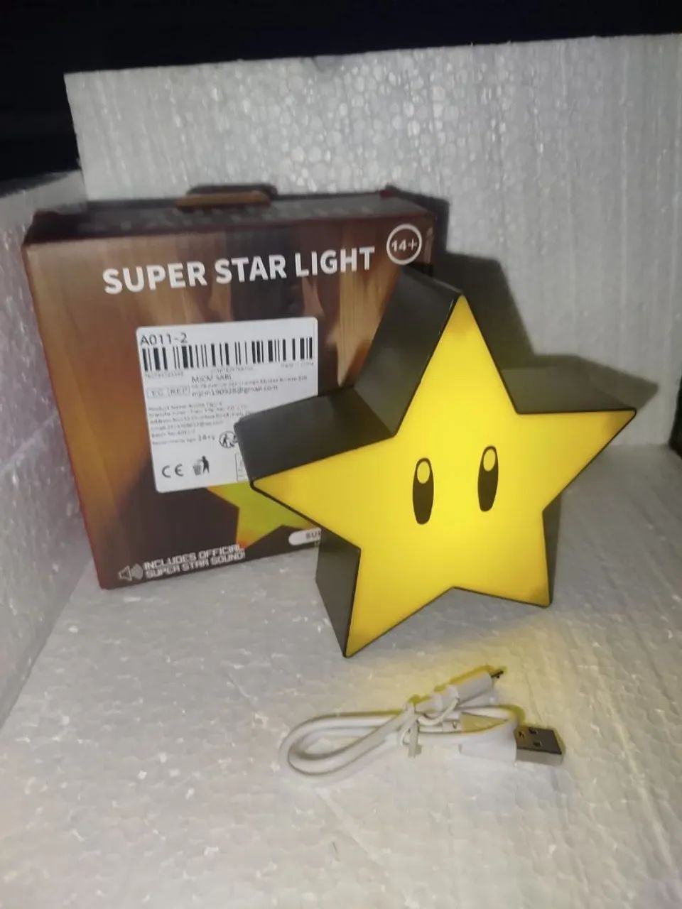 Luminária Estrela Super Mario - Com Som