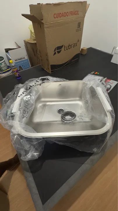 Cuba Tanque Lavanderia 55 X 45 Com Válvula Aço Inox 201 Tubrax - Foto 4