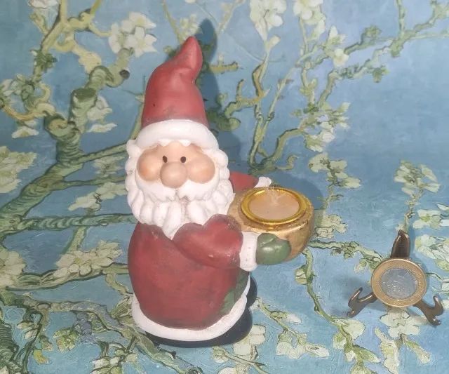 papai noel de porta-vela, 13 cm.