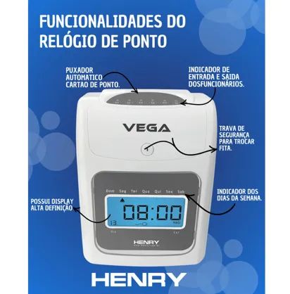 Relógio de Ponto Cartográfico Henry Vega - Relógio de Ponto Prático - Foto 4