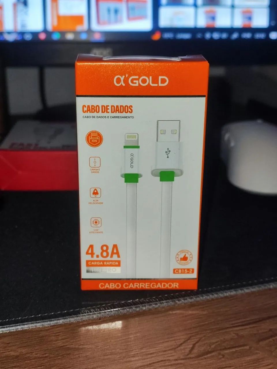 Cabo Carregador iPhone 4.8A Alpha Gold - Carregamento Rápido