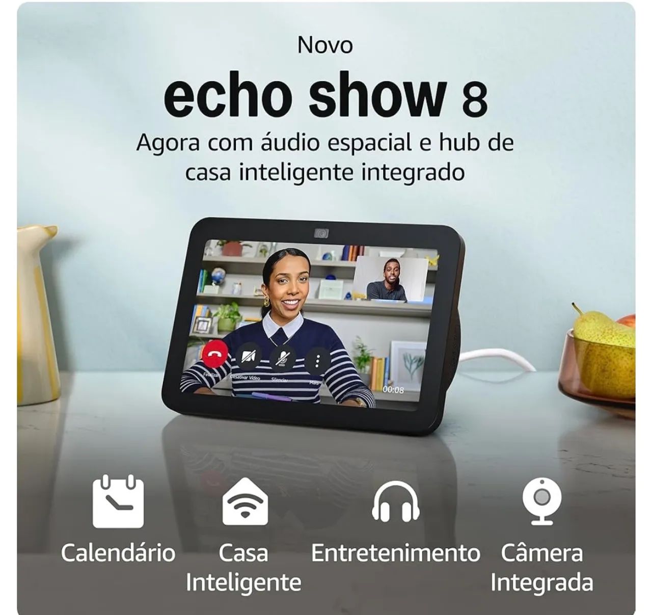 Alexa Echo Show 8, 3ª geração, mod 2023 - Preta