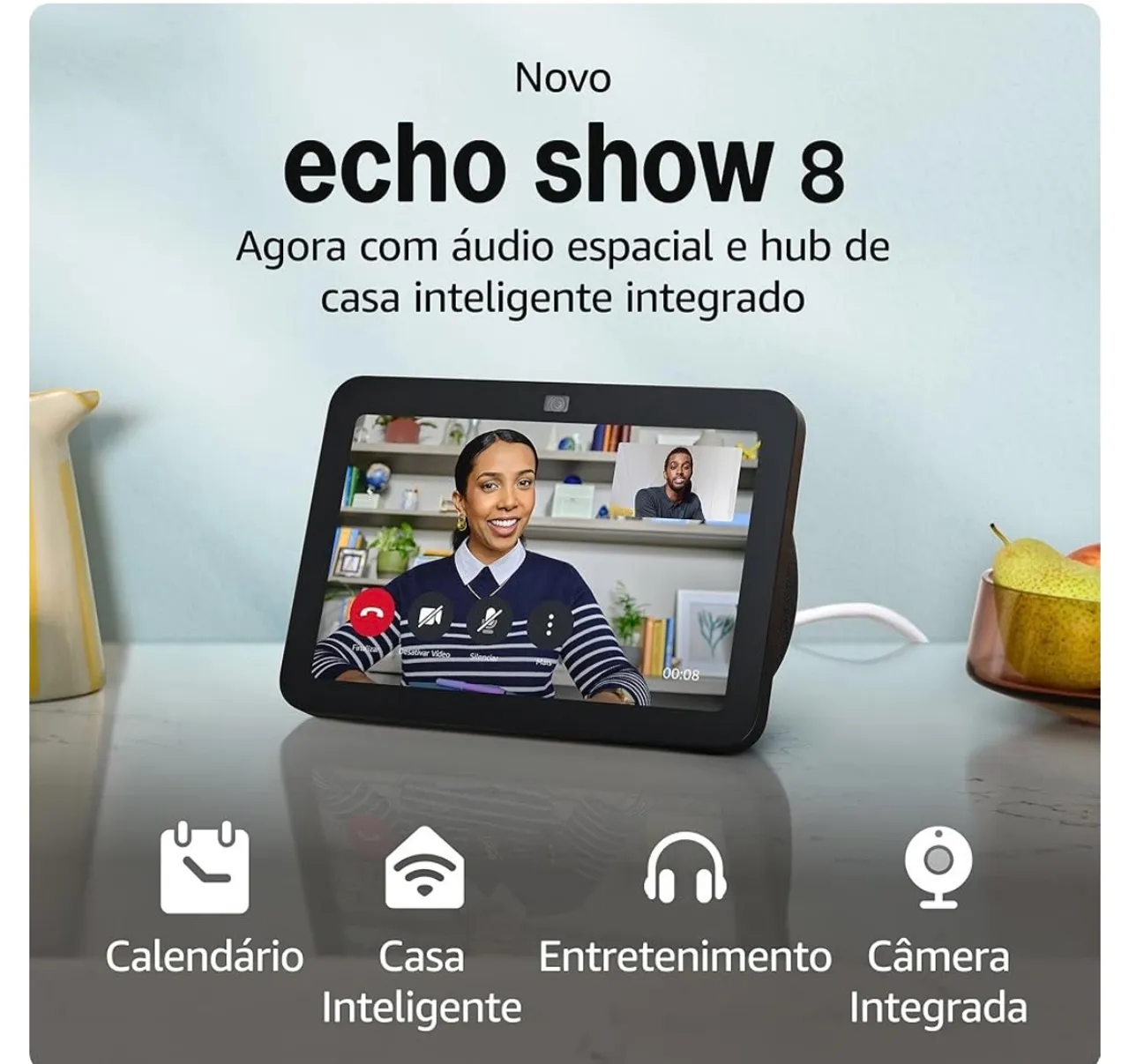 Alexa Echo Show 8, 3ª geração, mod 2023 - Preta
