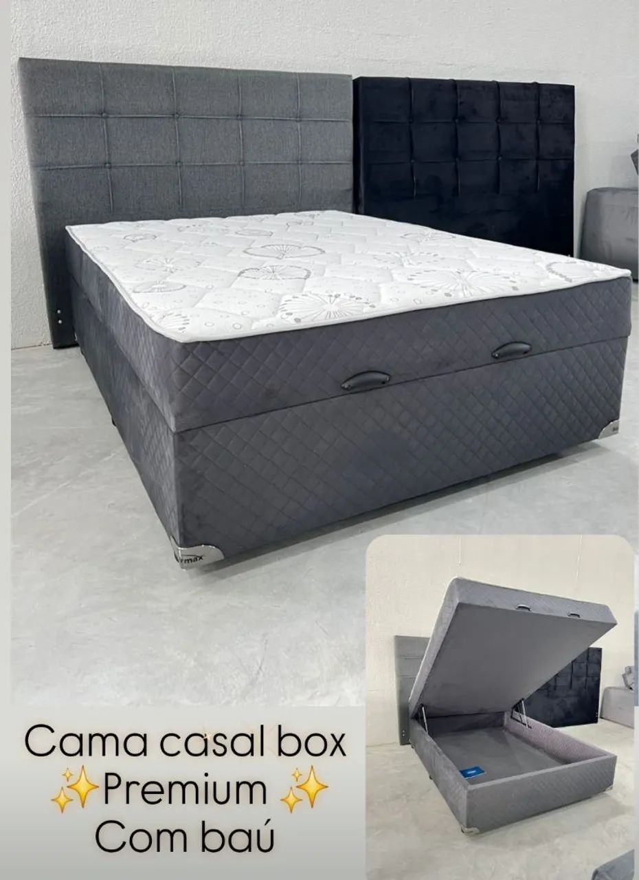 Cama Casal Box Premium com Baú