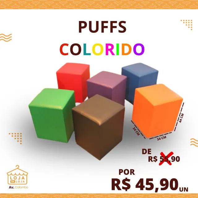Puff Quadrado Colorido