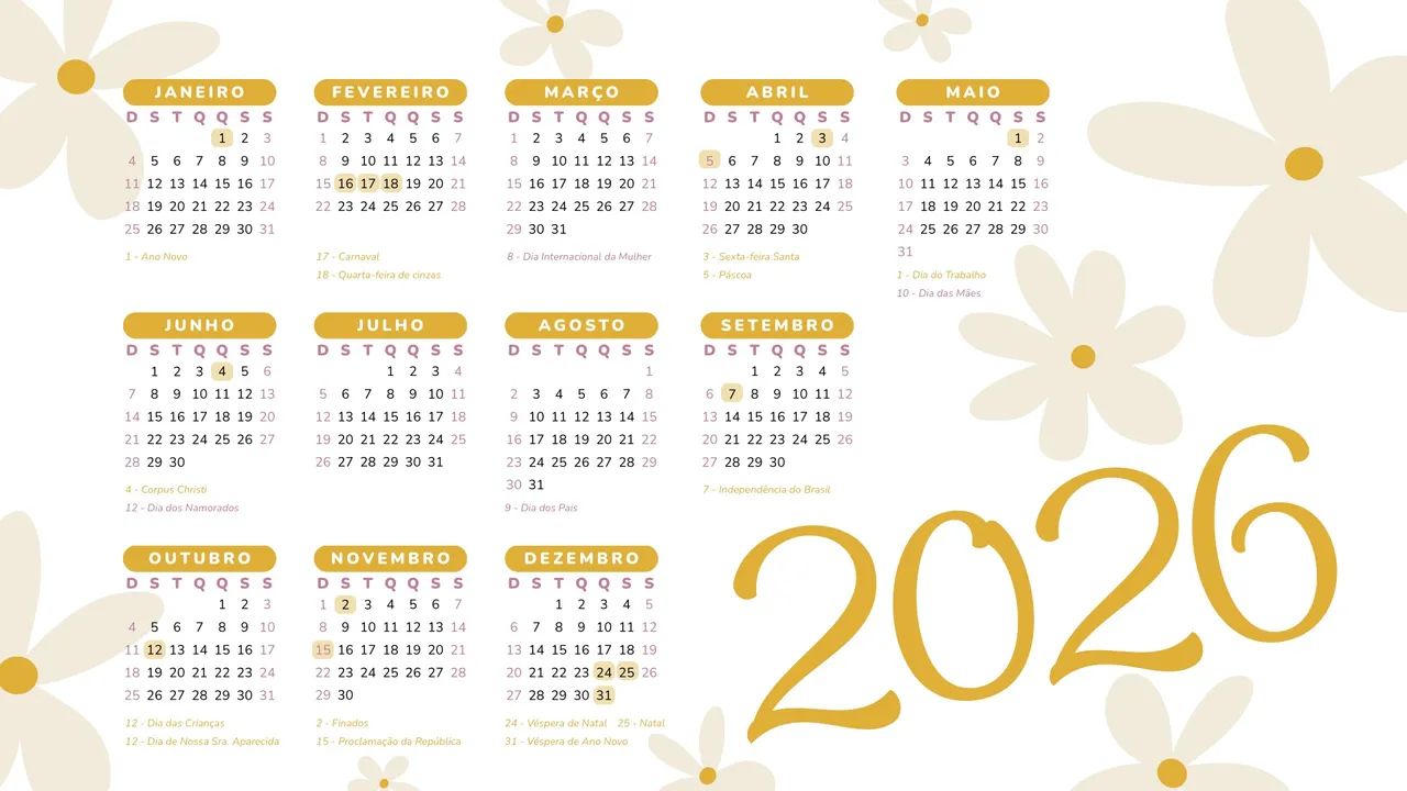 Calendário 64706015725699121
