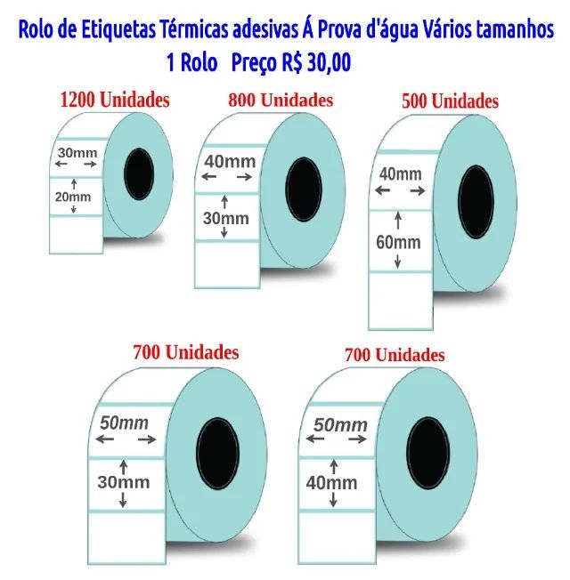 Etiquetas Térmicas Adesivas Vários Tamanhos Funciona Em Impressora Para Etiquetas Térmicas - Foto 3