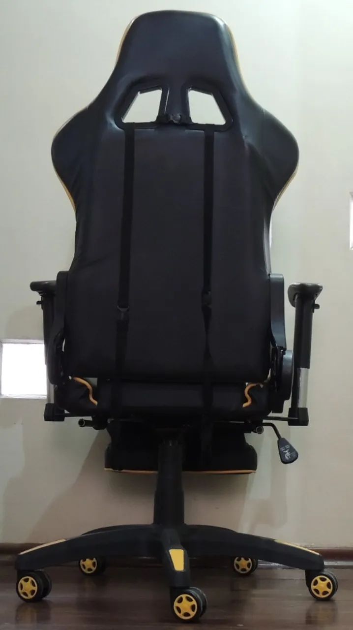 Cadeira gamer preta e amarela - Foto 4