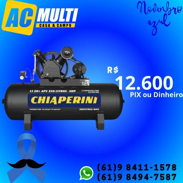 Compressor de Ar 360 litros alta pressão 40 pes pcm 360 litros - Chiaperini CJ 40+ APV