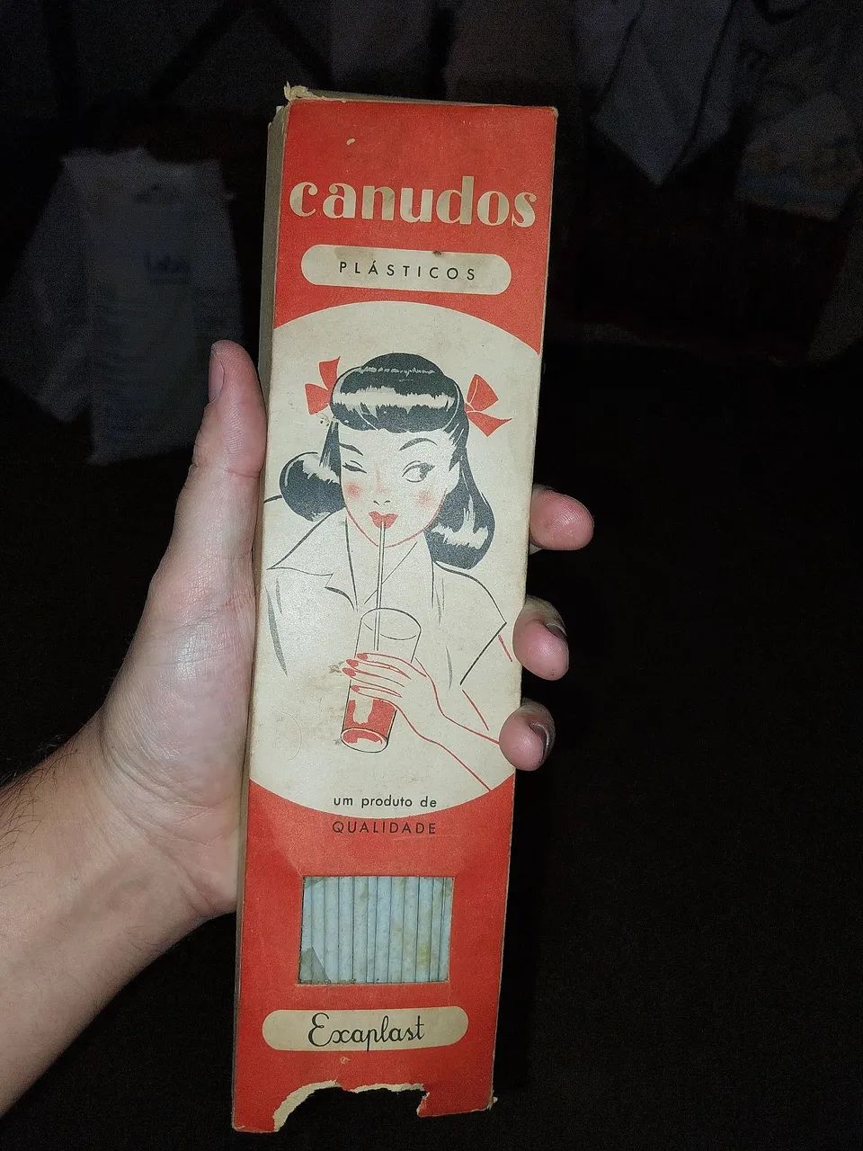 2 Caixas contendo Canudos antigos de plástico vintage Exaplast - Na caixa
