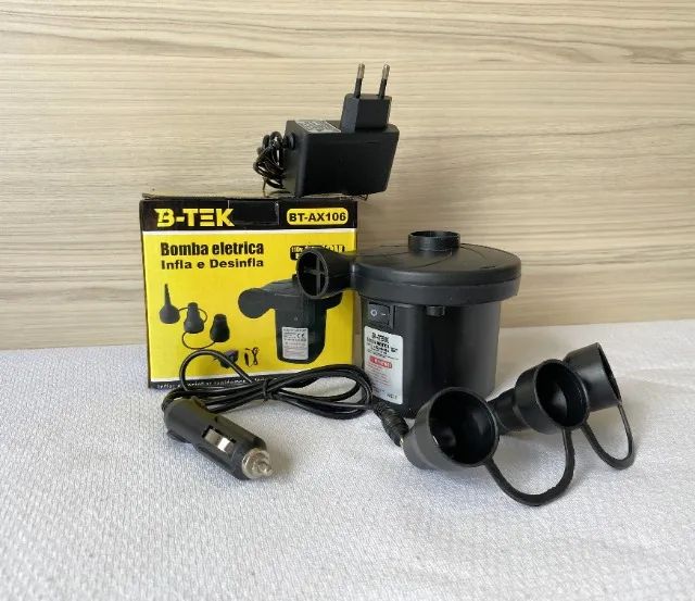 Bomba de Ar Elétrica 12V Infla e Desinfla para Boia, Colchão etc. Bivolt (BT-AX106) - Foto 2