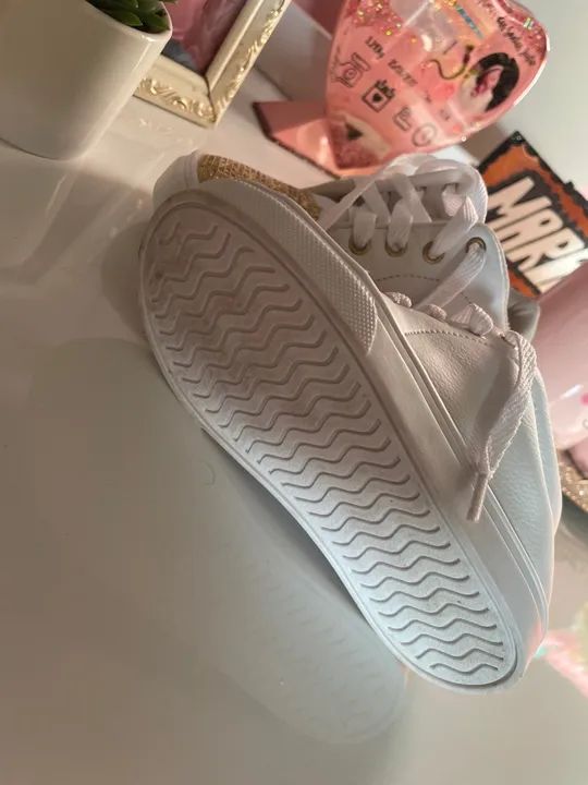 Tênis Infantil Feminino com Glitter Dourado - Foto 3