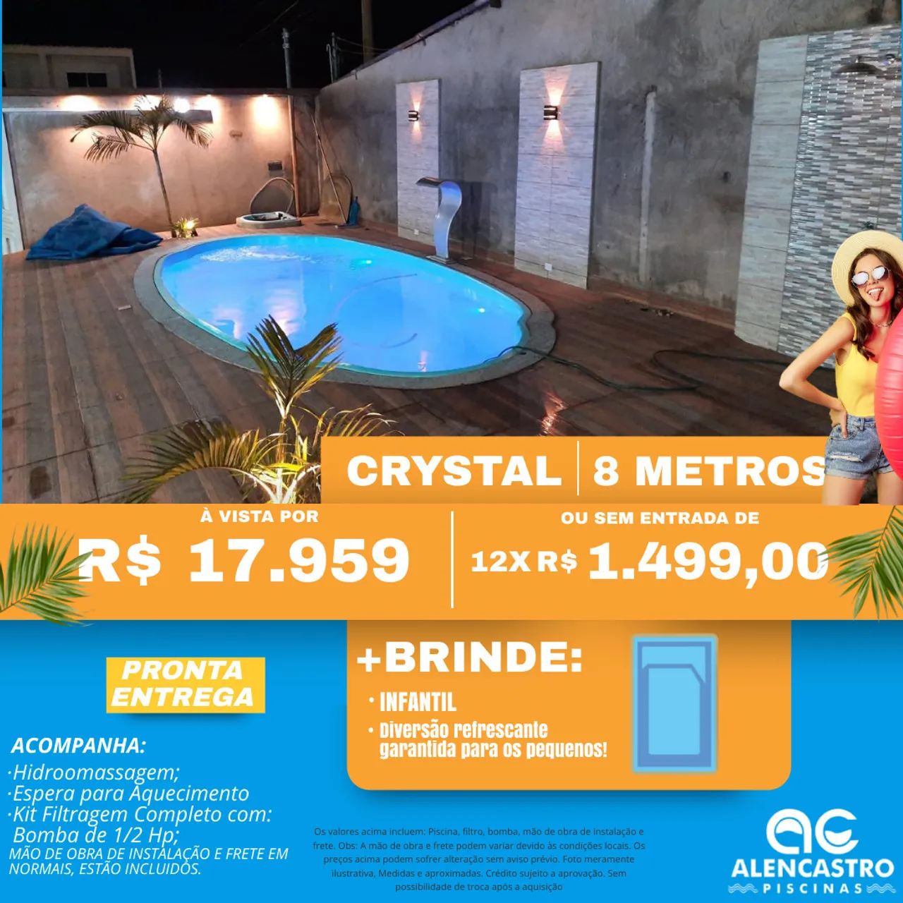 Piscina Crystal 8 Metros - Pronta Entrega