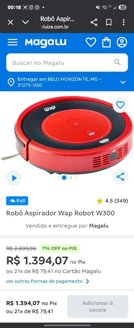 Robô Aspirador Wap Robot W300