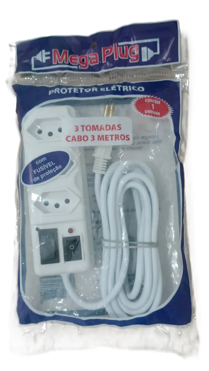 extensão Eletrica com fusivel de proteçao 3 metros