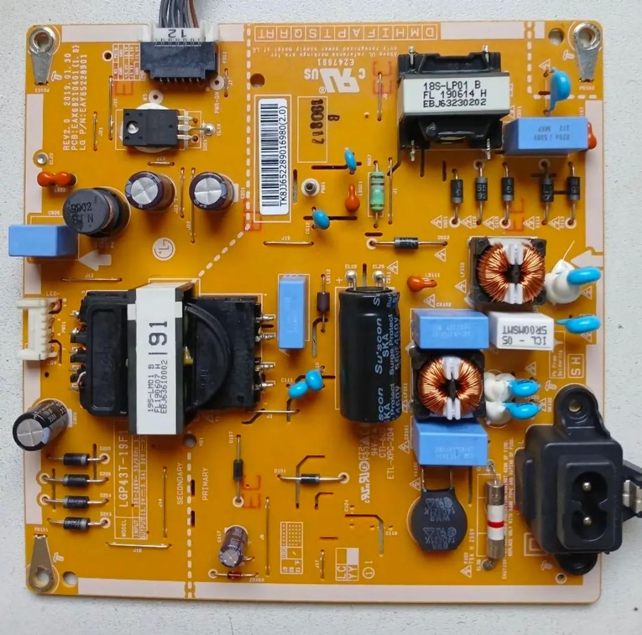 Placa fonte + módulo wifi+ cabo flat+ sensor power LG
