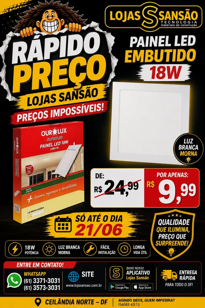 Painel LED 18w 