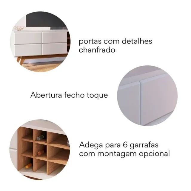 Rack Para TV até 70 Polegadas 2 Portas Pés Madeira Maciça DIVIDIMOS EM ATÉ 10X SEM JUROS - Foto 3