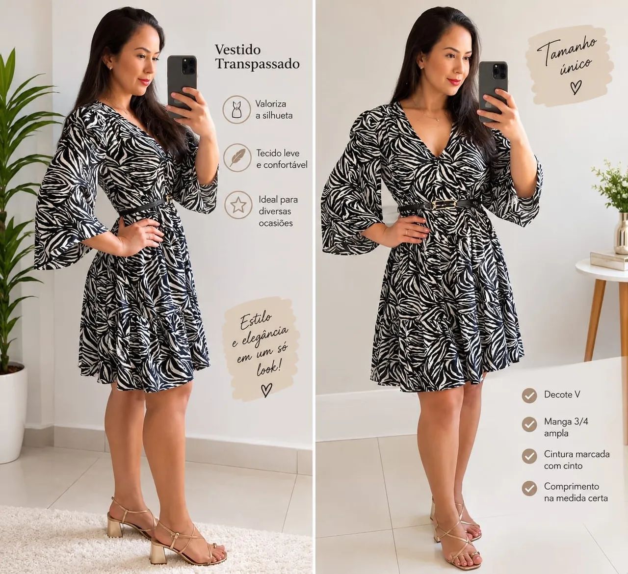 Vestido estampado listrado