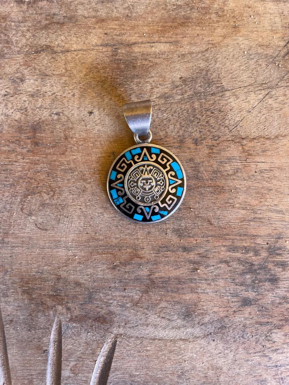 Pingente Azteca Prata 925 Turquesa