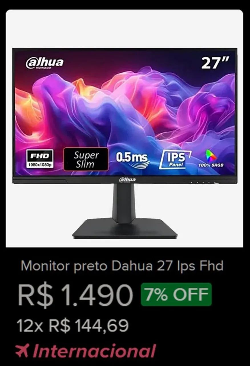 monitor gamer profissional Ultrafino 27 polegadas Full Hd IPS HDMI tela anti reflexo - Foto 2