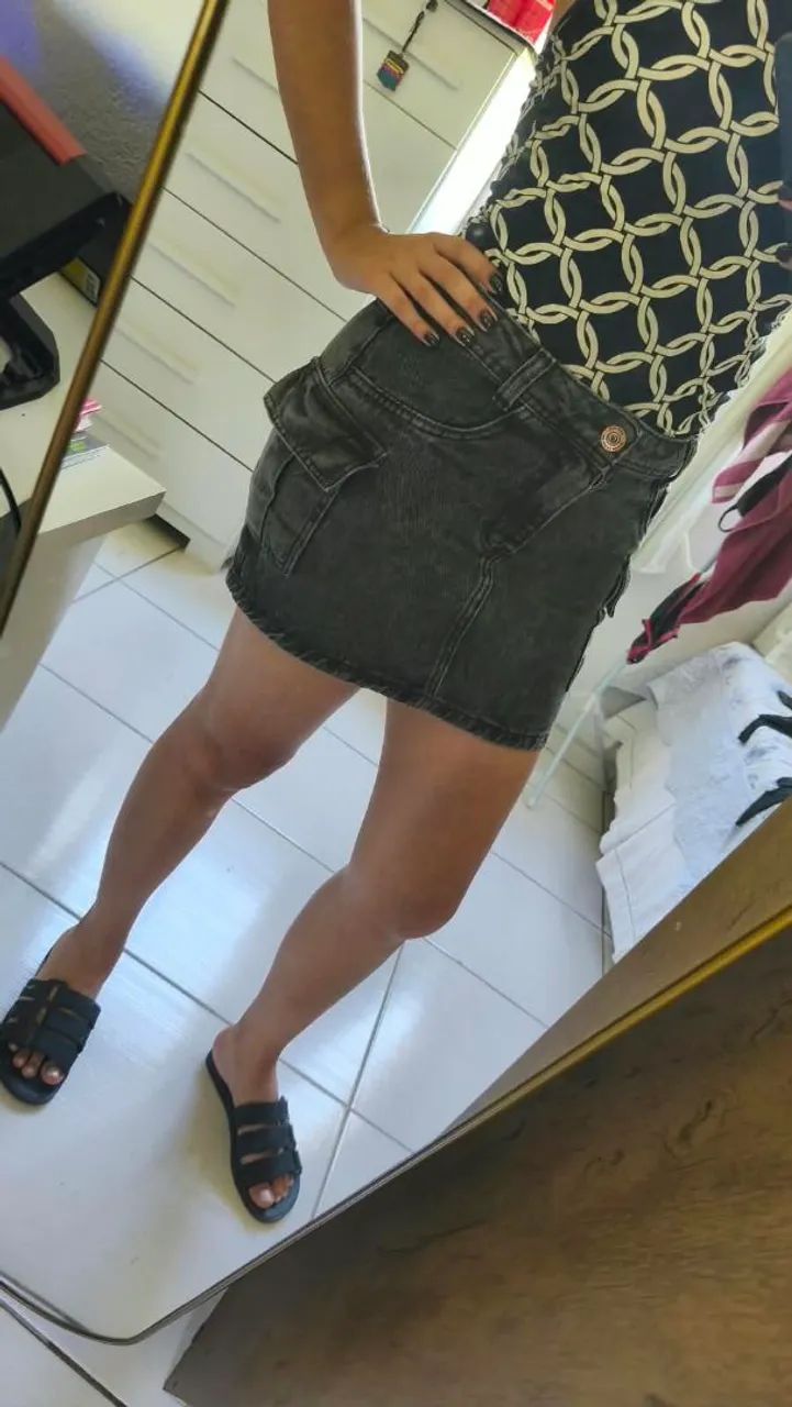 Saia Jeans Cargo cintura alta  - Foto 3