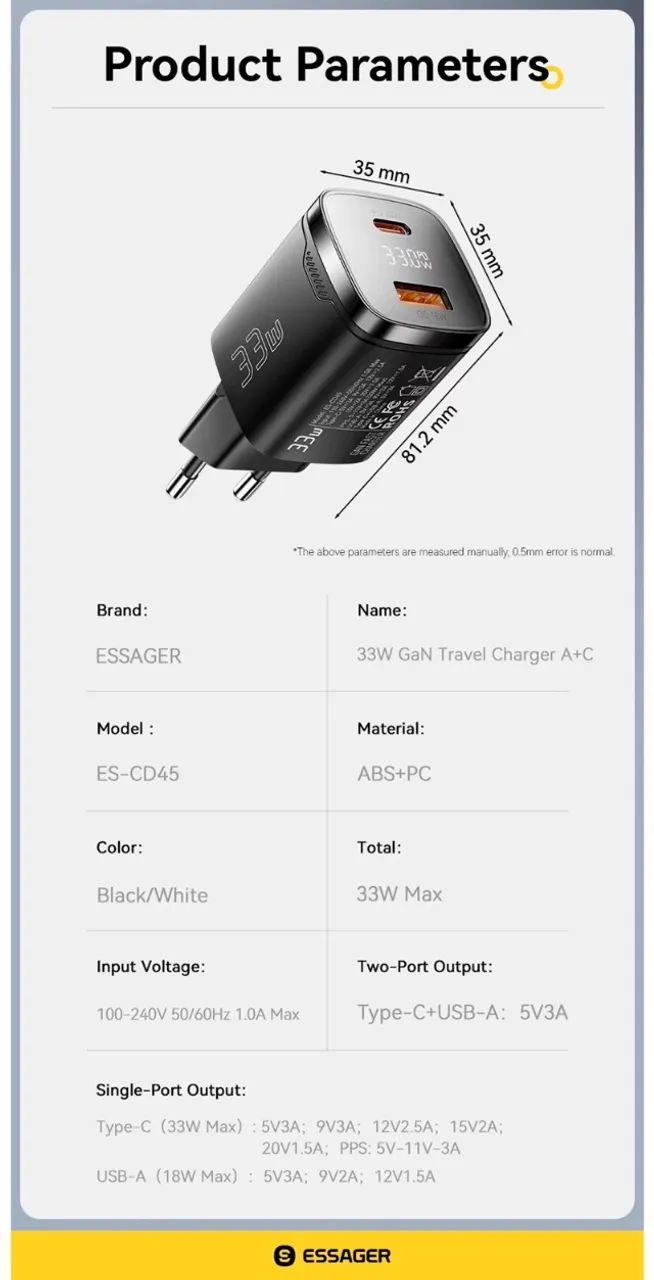 Carregador para Celular Usb C e A Essager 33w Display Digital - Foto 3