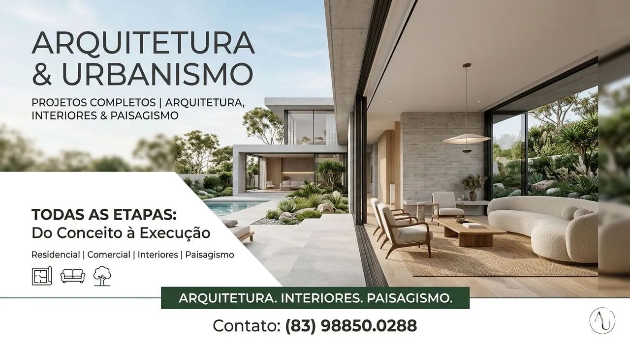 Projetos de Arquitetura, Interiores e paisagismo 
