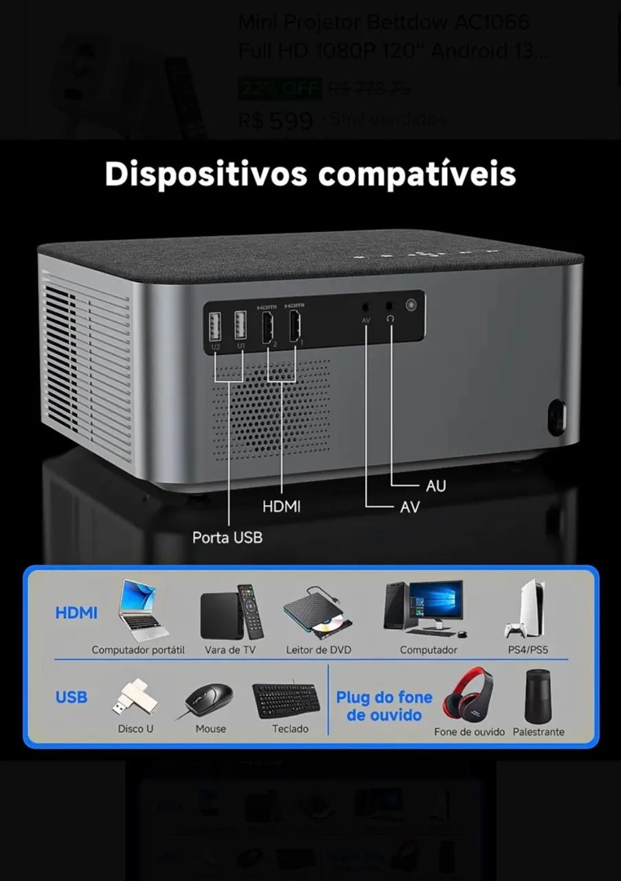 projetor bettdow completo  - Foto 5