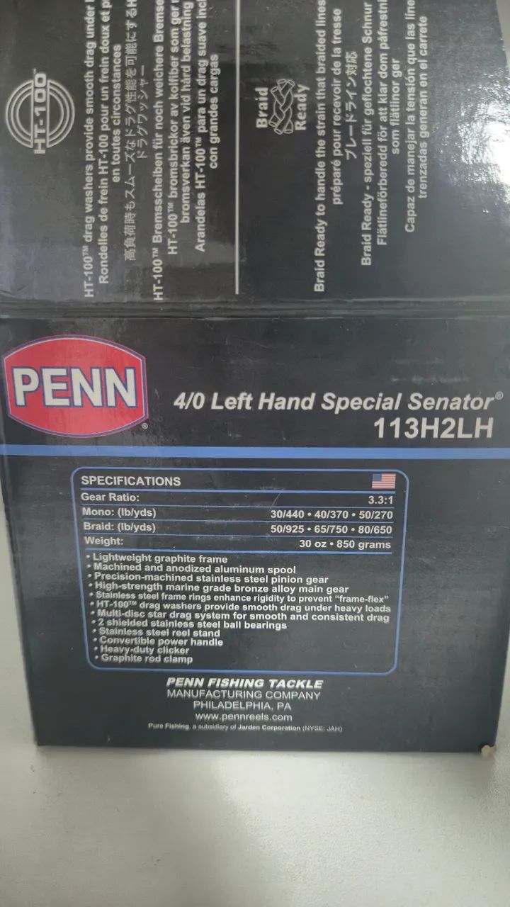 Carretilha Penn Senator 4/0 esquerda - Esportes Aquáticos