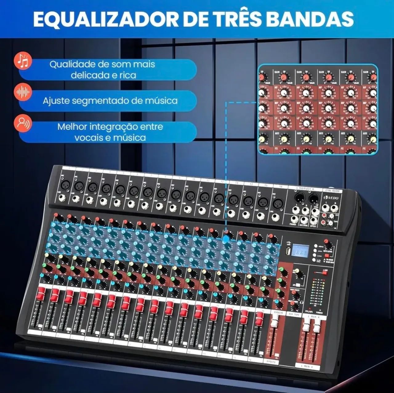 Mesa de Som Profissional 16 Canais - Foto 3