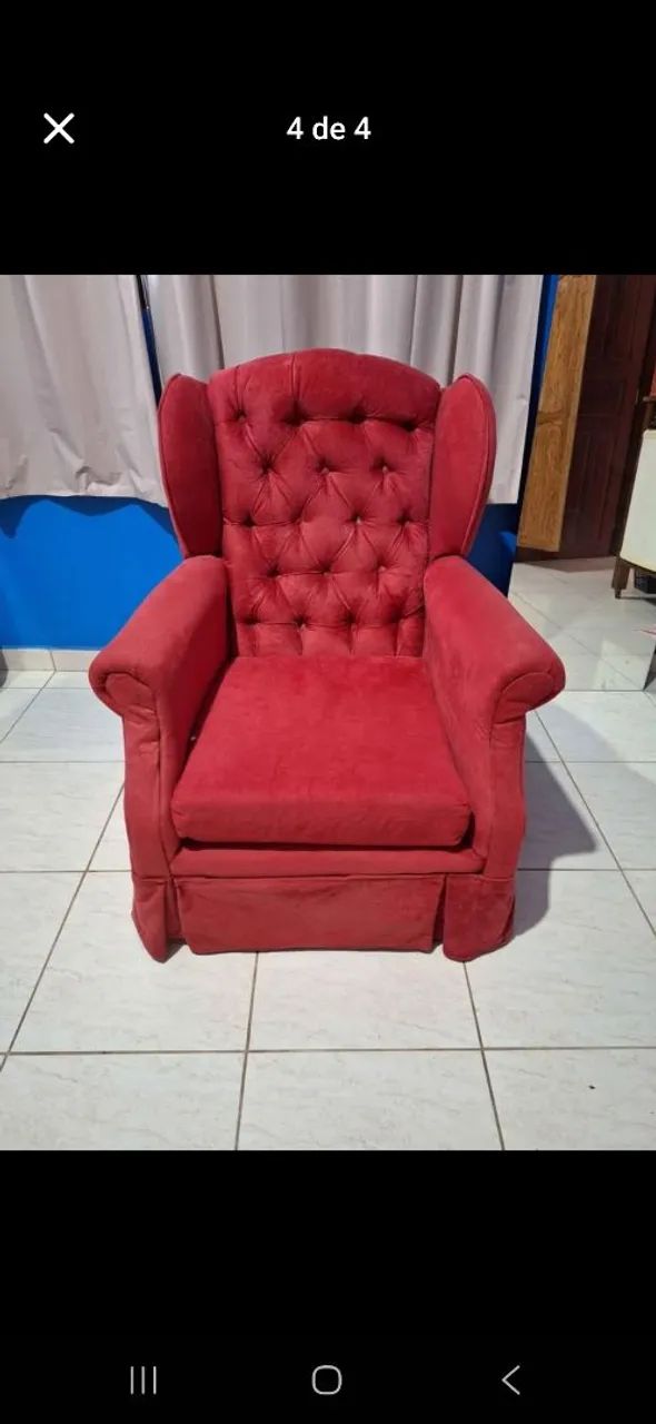 Poltrona camurça vermelha 