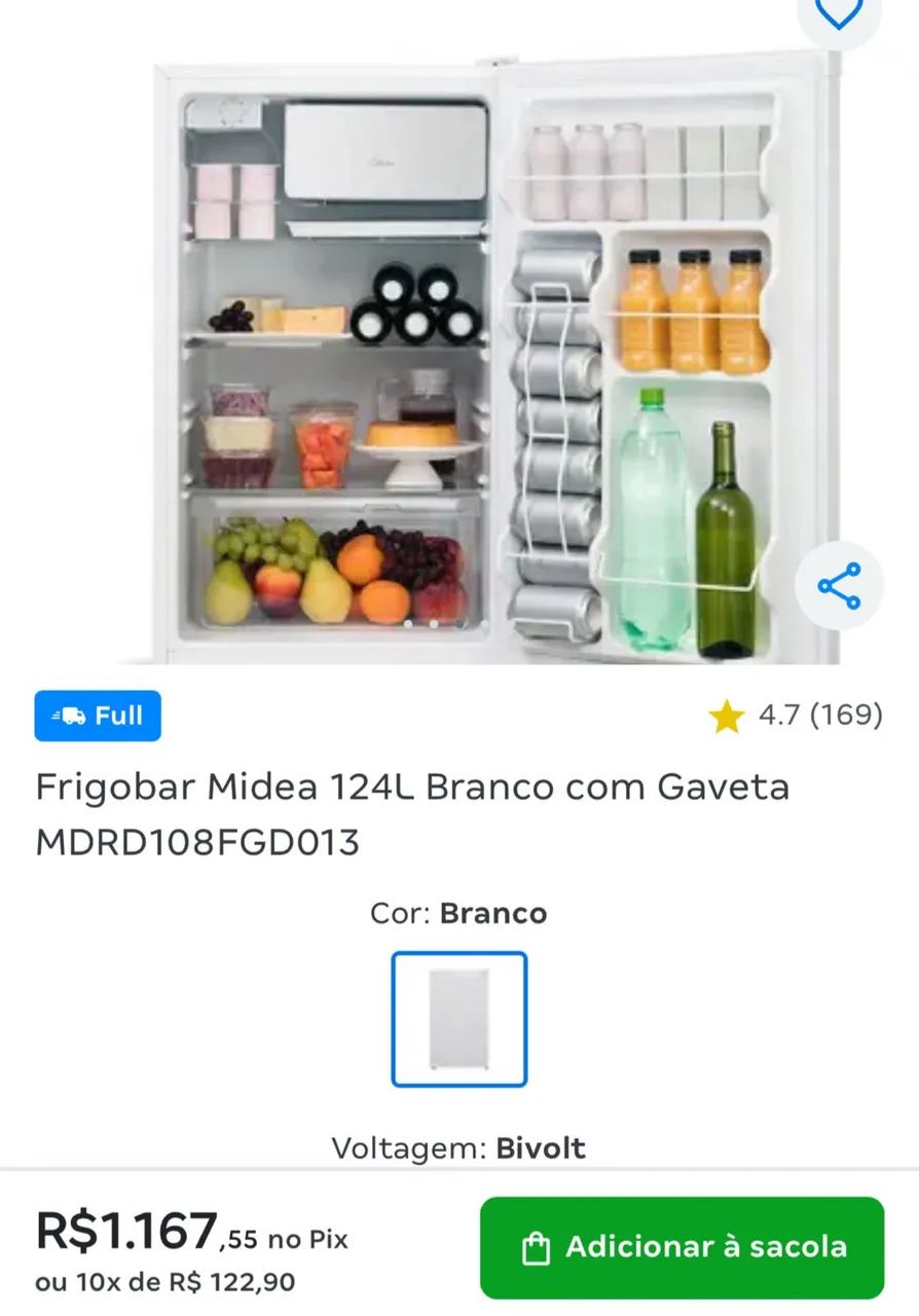 Frigobar Midea 124 litros inverter com gaveta  - Foto 2