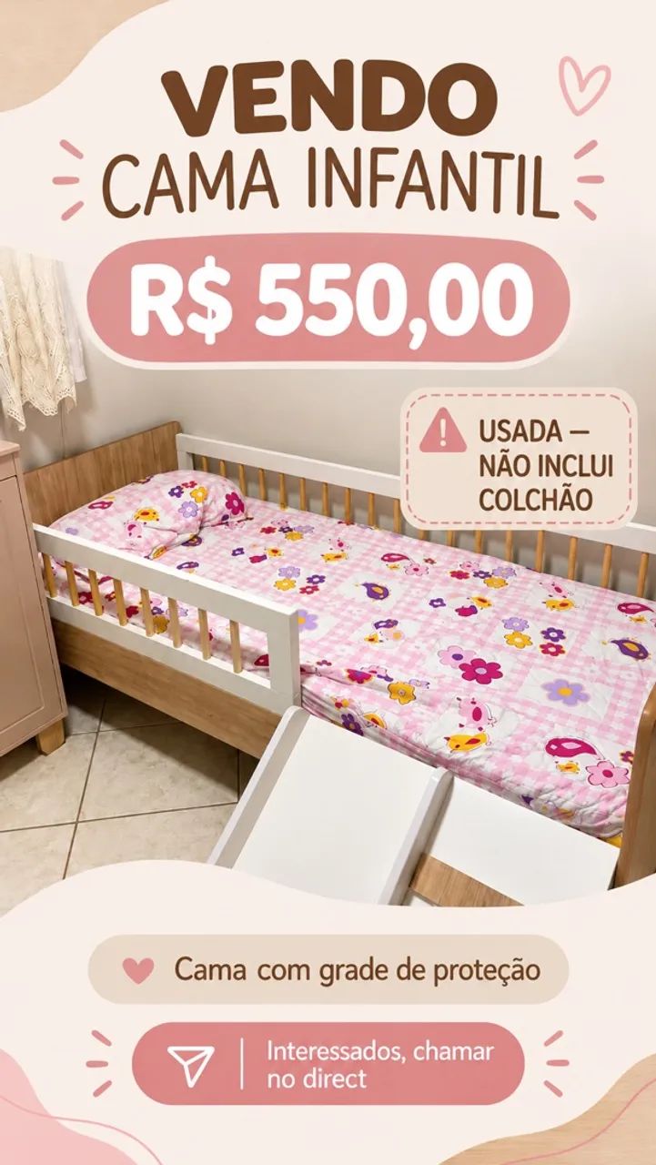 Cama infantil com grade e escorregador  - Foto 4