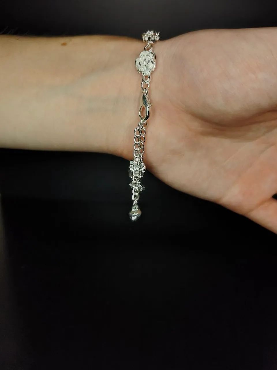 Pulseira Rosas de Prata 925 - Foto 3