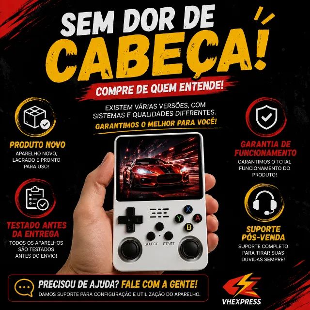 Vídeo game Portátil horizontal R36s 20000 + Jogos 64gb Tela IPS 3.5 Polegadas Branco - Foto 4