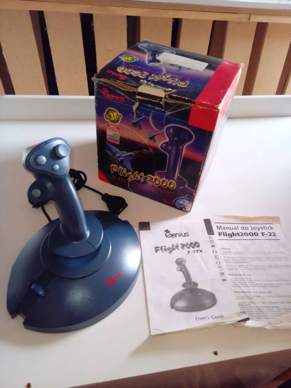 Joystick Manche Genius Flight 2000 F-22x Retrô Com Caixa e Manual