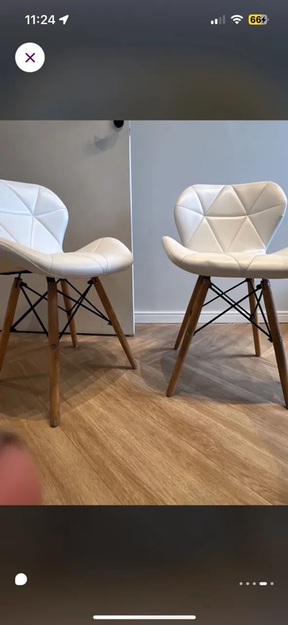 jogo com 2 cadeiras eiffel brancas pés palito - Foto 3