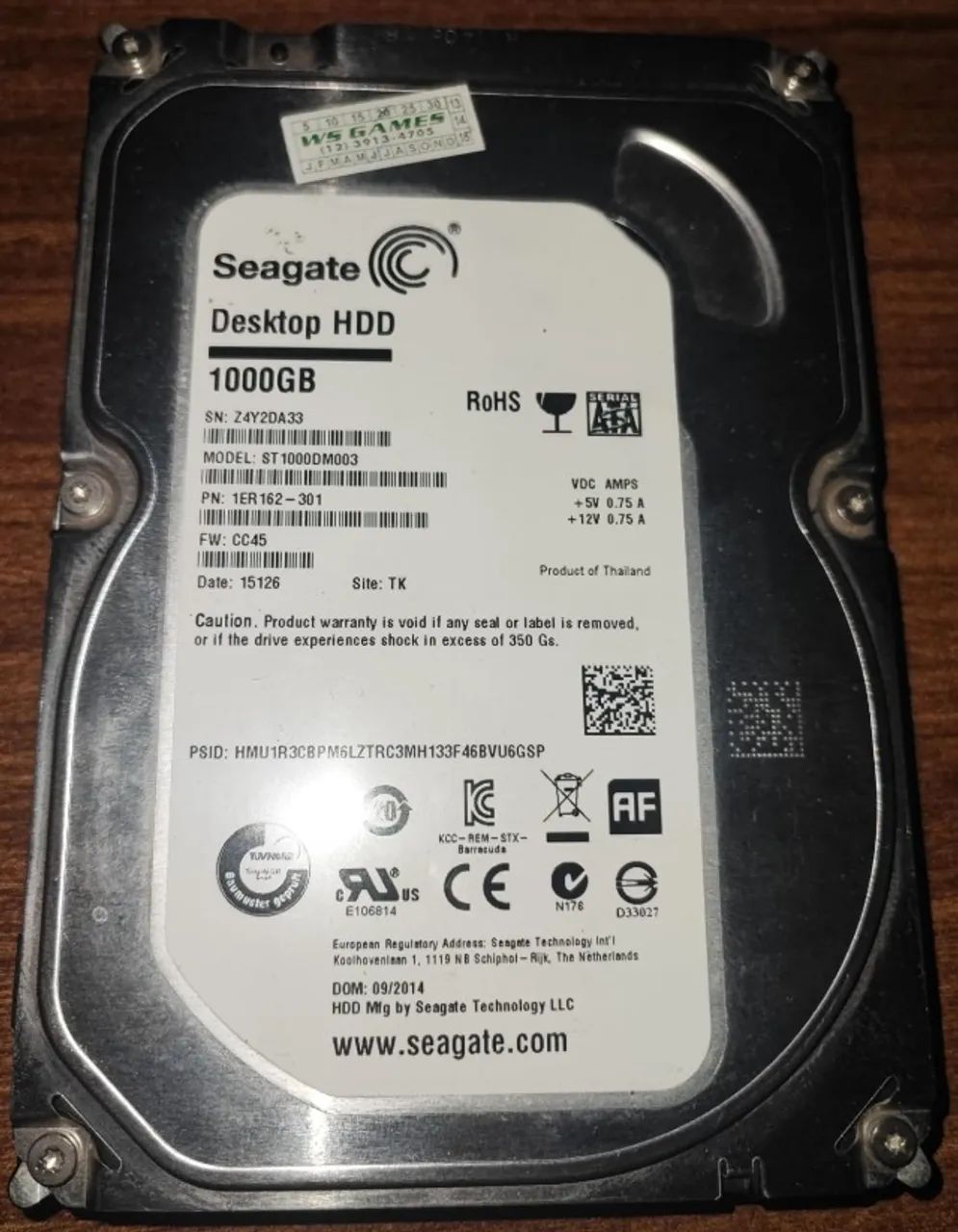 HD DE DESKTOP 1TB USADO DE SAÚDE BOA