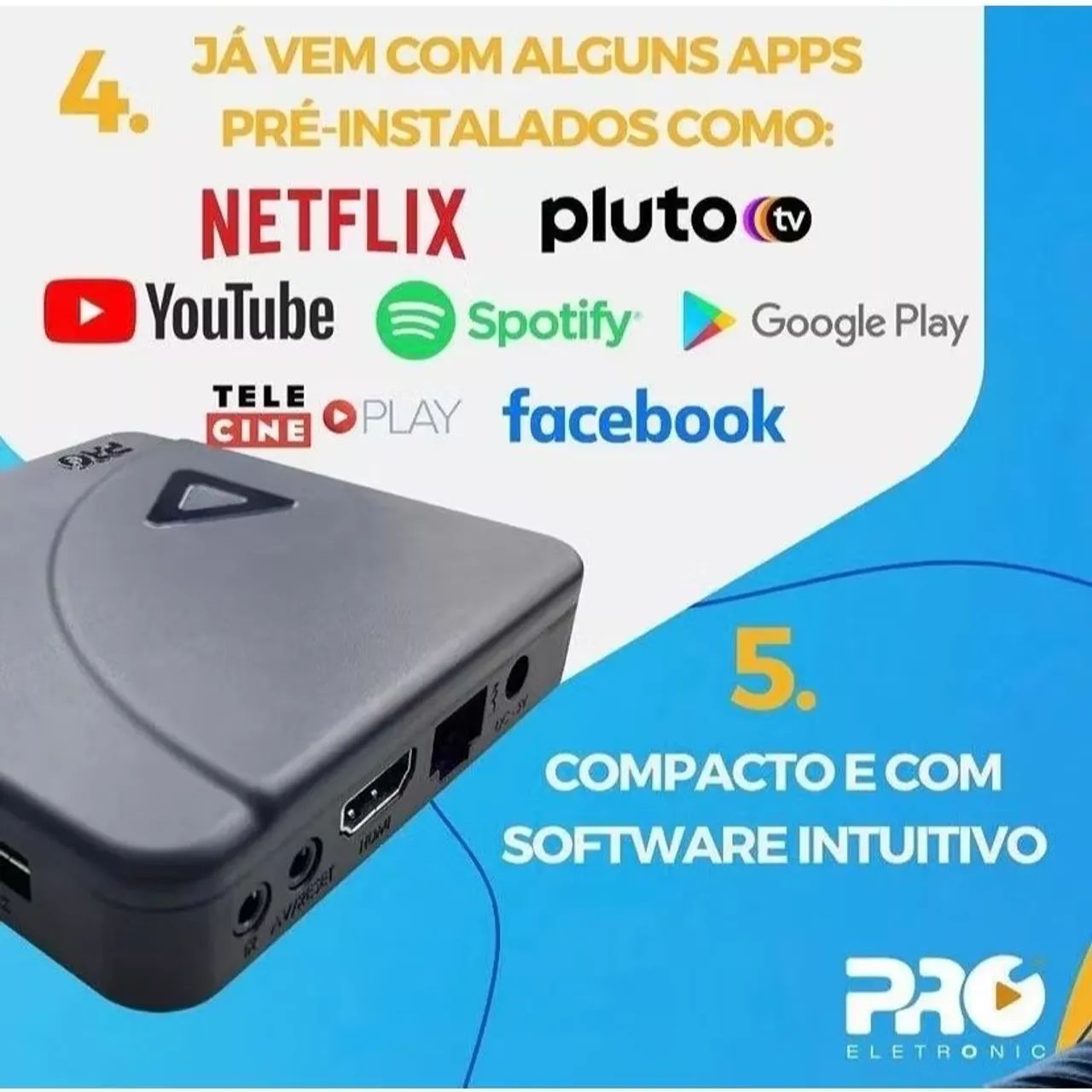 TV Box Pro Electronic SmartPro 4K PROSB-3000/16GB- Novo - Lacrado na Caixa - Foto 4
